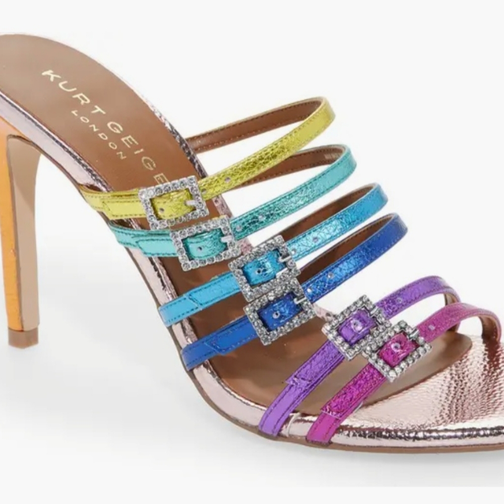 Kurt Geiger Yellow Green Heels Strappy Sandals